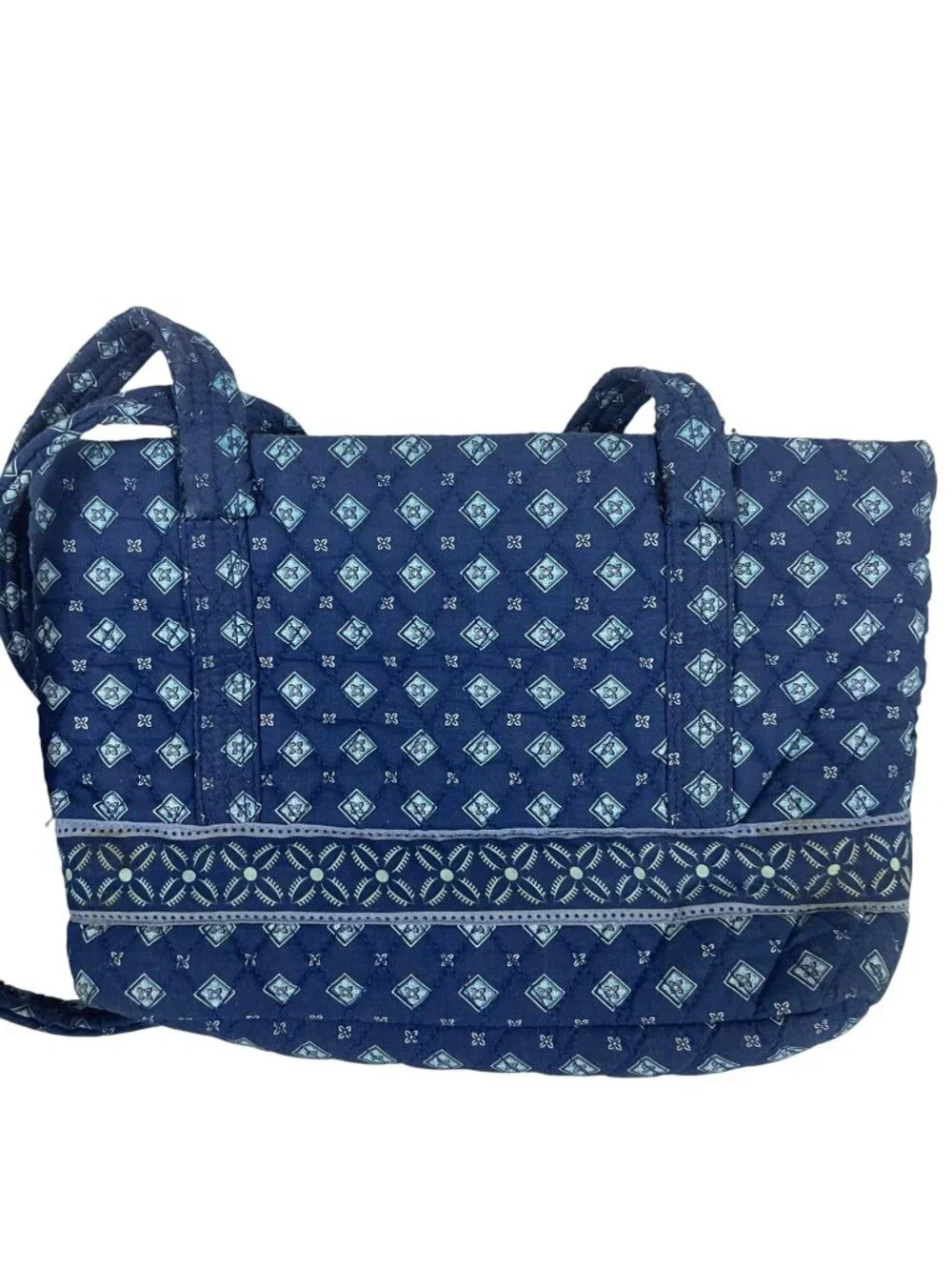 Croft & Barrow Quilted Fabric Shoulder Bag Blue Geometric Pattern Vintage